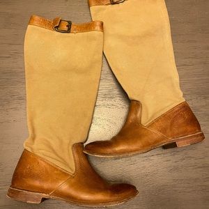 FRYE canvas and leather boots.